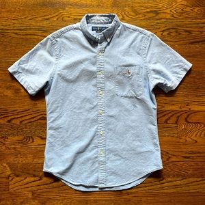 Men’s Ralph Lauren Polo Short Sleeve Button Down Casual Dress Shirt Blue Size M
